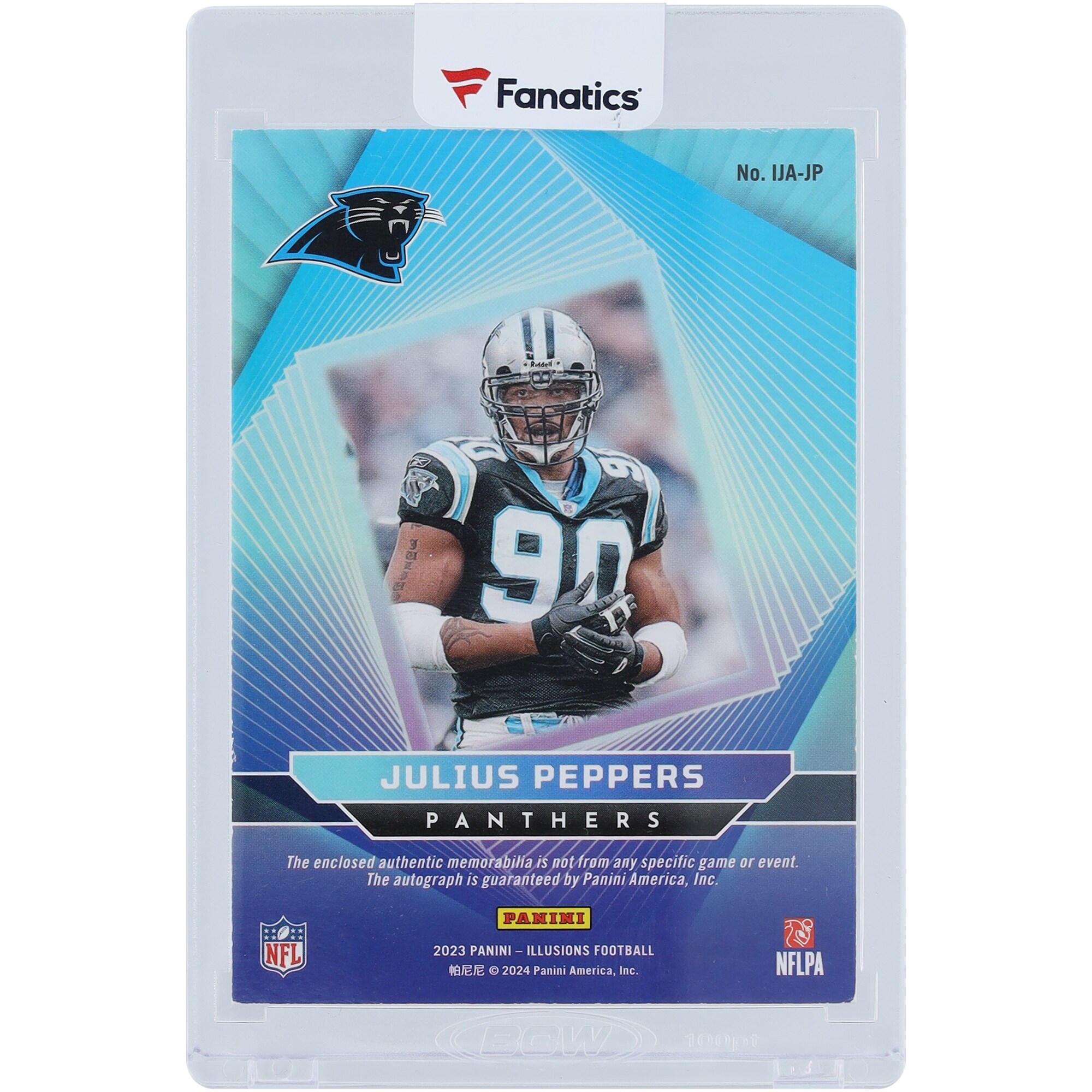 Julius Peppers Carolina Panthers Autographed 2023 Panini Illusions Reebok Logo Relic #IJA-JP #1/1 Card - Image 2