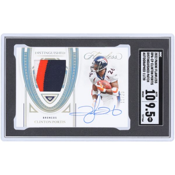 Clinton Portis Denver Broncos Autographed 2022 Panini Flawless 3 Color Relic Distinguished Patch Autograph #DPA-CP #/20 SGC Authenticated 9.5/10 Card - Image 3