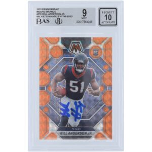 Will Anderson Jr. Houston Texans Autographed 2023 Panini Mosaic Mosaic Orange #376 #/199 Beckett Fanatics Witnessed Authenticated 9/10 Rookie Card