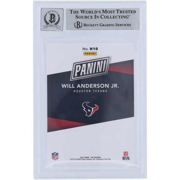 Will Anderson Jr. Houston Texans Autographed 2023 Panini National Convention VIP #N10 Beckett Fanatics Witnessed Authenticated 9/10 Rookie Card - Image 2