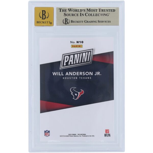 Will Anderson Jr. Houston Texans Autographed 2023 Panini National Convention VIP #N10 Beckett Fanatics Witnessed Authenticated 9.5/10 Rookie Card - Image 2
