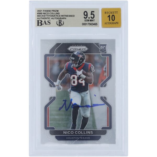 Nico Collins Houston Texans Autographed 2021 Panini Prizm #360 Beckett Fanatics Witnessed Authenticated 9.5/10 Rookie Card