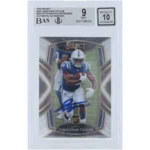 Jonathan Taylor Indianapolis Colts Autographed 2020 Panini Select #253 Beckett Fanatics Witnessed Authenticated 9/10 Rookie Card