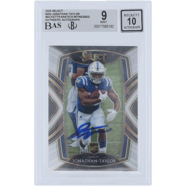 Jonathan Taylor Indianapolis Colts Autographed 2020 Panini Select #253 Beckett Fanatics Witnessed Authenticated 9/10 Rookie Card