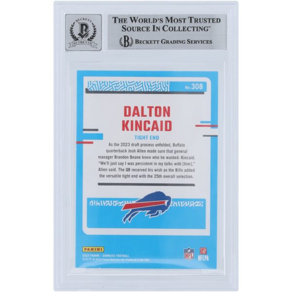 Dalton Kincaid Buffalo Bills Autographed 2023 Panini Donruss #308 Beckett Fanatics Witnessed Authenticated 9/10 Rookie Card - Image 2