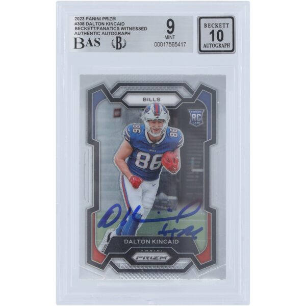 Dalton Kincaid Buffalo Bills Autographed 2023 Panini Prizm #308 Beckett Fanatics Witnessed Authenticated 9/10 Rookie Card