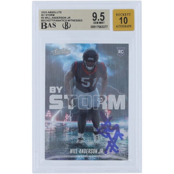 Will Anderson Jr. Houston Texans Autographed 2023 Panini Absolute By Storm #BST-3 Beckett Fanatics Witnessed Authenticated 9.5/10 Rookie Card