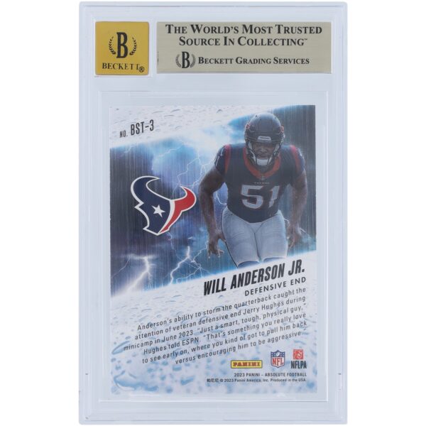 Will Anderson Jr. Houston Texans Autographed 2023 Panini Absolute By Storm #BST-3 Beckett Fanatics Witnessed Authenticated 9.5/10 Rookie Card - Image 2