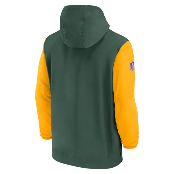 Men's Nike Green/Gold Green Bay Packers 2024/25 Sideline Pre-Game Player 1/2-Zip Hoodie Jacket - Image 3