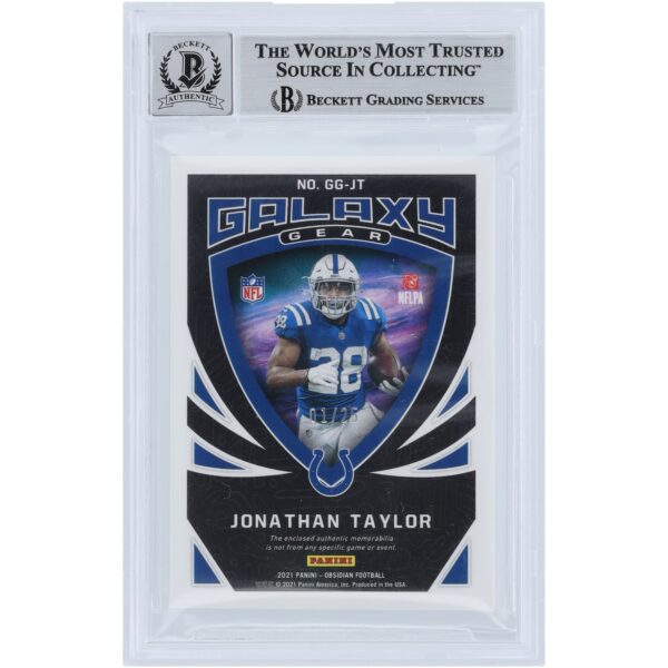 Jonathan Taylor Indianapolis Colts Autographed 2021 Panini Obsidian Electric Etch Yellow Galaxy Gear 2 Color Relic #GG-JT #/25 Beckett Fanatics Witnessed Authenticated 10 Card - Image 2