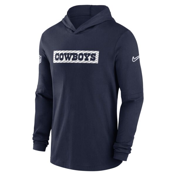 Men's Nike Navy Dallas Cowboys 2024/25 Sideline Performance Long Sleeve Hoodie T-Shirt - Image 2