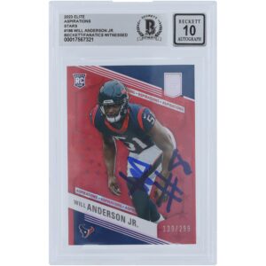 Will Anderson Jr. Houston Texans Autographed 2023 Panini Donruss Elite Aspirations Stars #196 #/299 Beckett Fanatics Witnessed Authenticated 10 Rookie Card