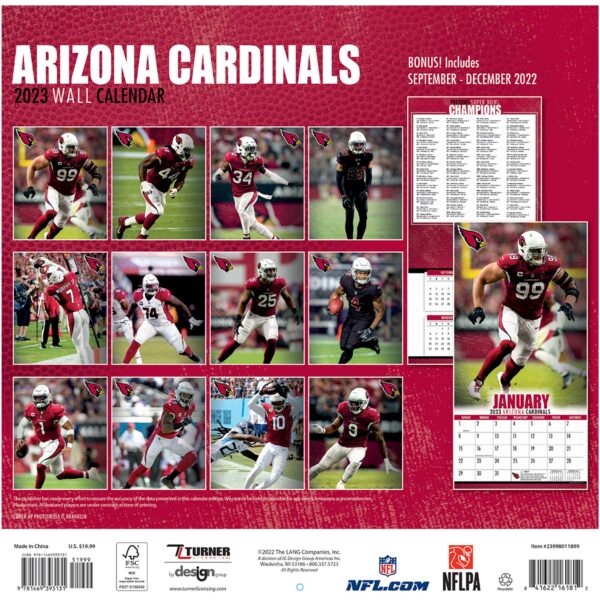 Arizona Cardinals 2023 Wall Calendar - 12 x 12 Inch - Image 2