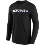 Baltimore Ravens Alternate Colour Wordmark Long Sleeve T-Shirt - Mens