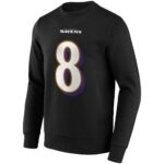 Baltimore Ravens Alternate Name & Number Crew Sweatshirt - Lamar Jackson - Mens