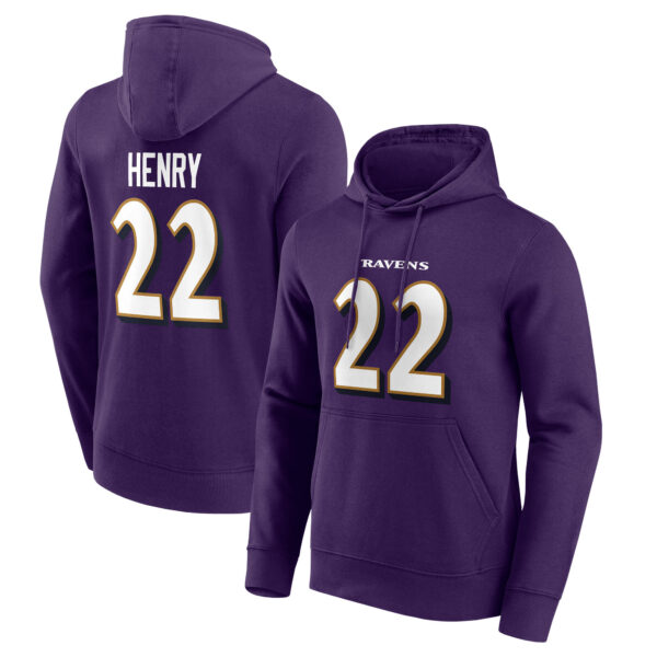 Baltimore Ravens Name & Number Graphic Hoodie - Derrick Henry 22 - Mens