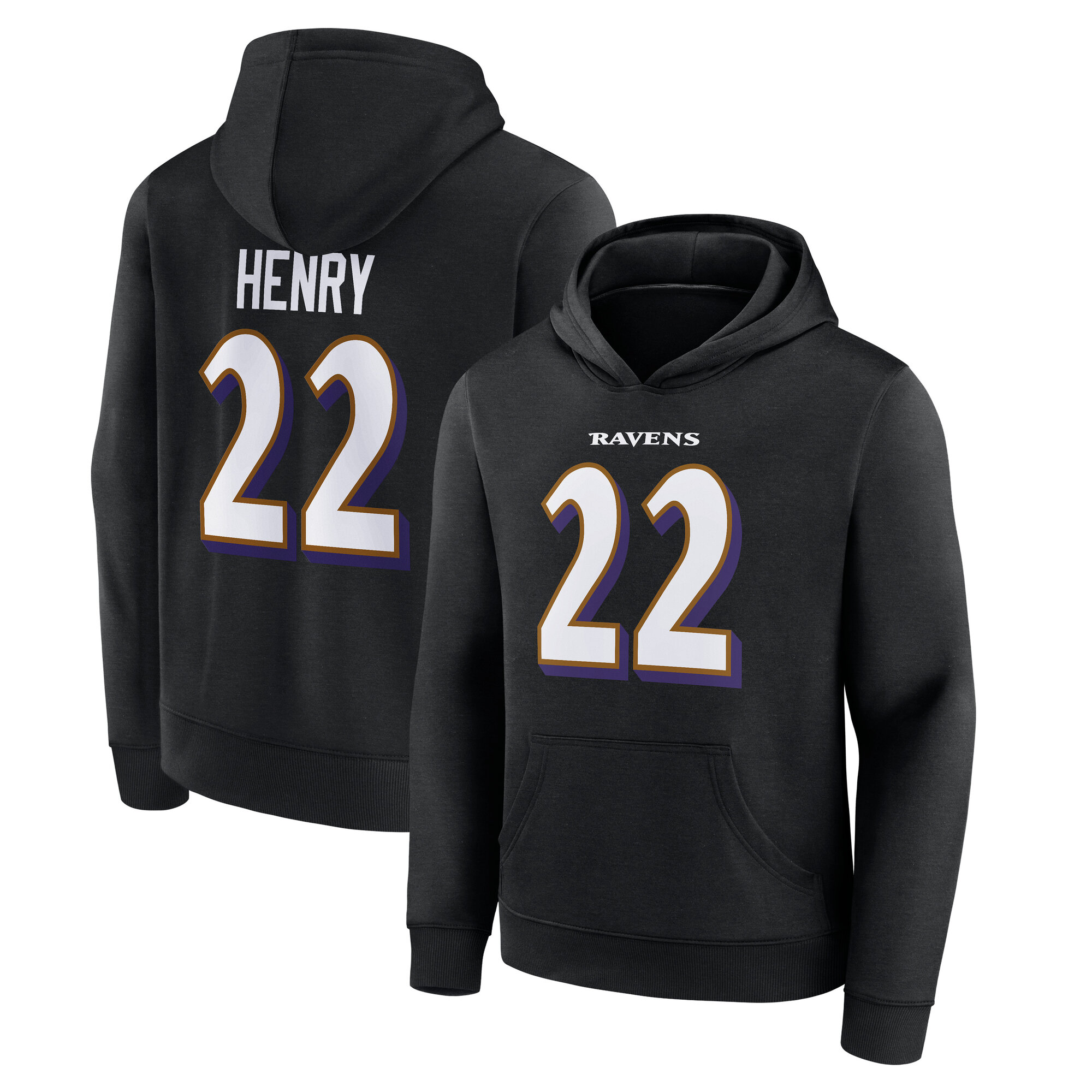 Baltimore Ravens Name & Number Graphic Hoodie - Derrick Henry 22 - Youth