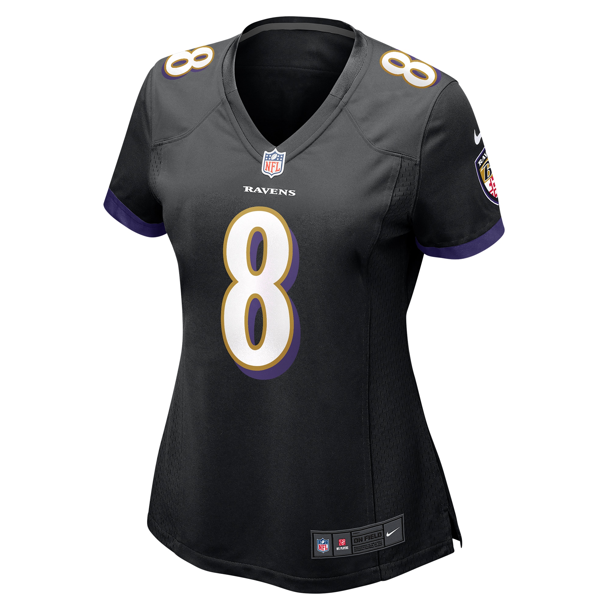 Baltimore Ravens Nike Game Alternate Jersey - Black - Lamar Jackson - Womens - Image 2