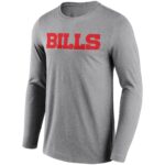 Buffalo Bills Neutral Colour Wordmark Long Sleeve T-Shirt - Mens