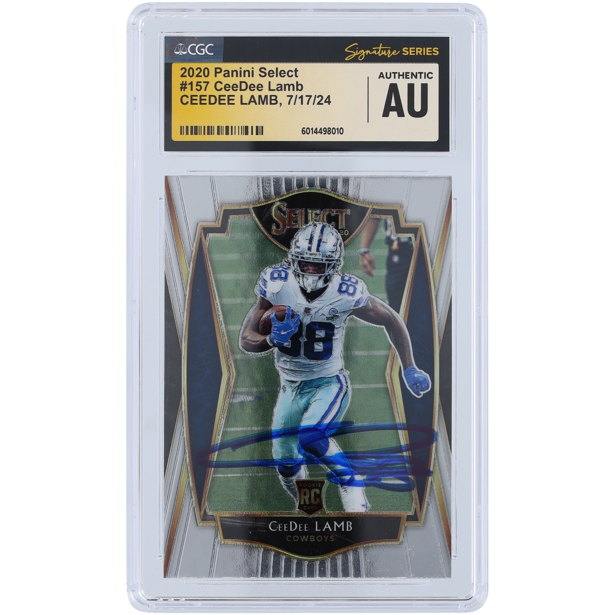 CeeDee Lamb Dallas Cowboys Autographed 2020 Panini Select #157 CGC Fanatics Witnessed Authenticated Rookie Card