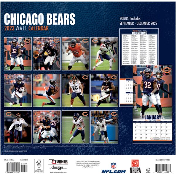 Chicago Bears 2023 Wall Calendar - 12 x 12 Inch - Image 2