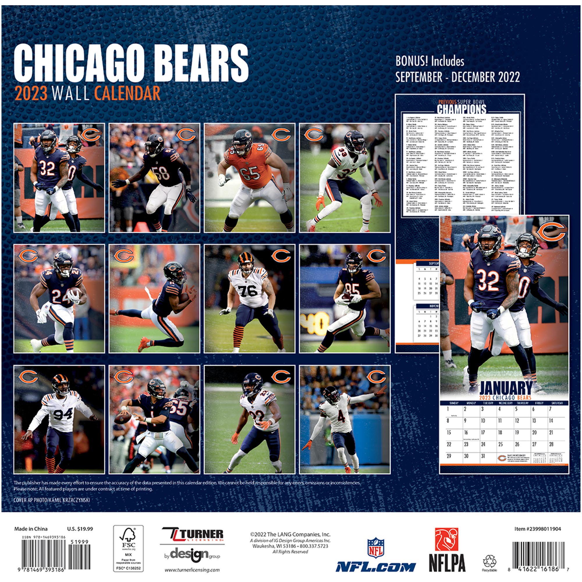 Chicago Bears 2023 Wall Calendar - 12 x 12 Inch - Image 2