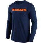 Chicago Bears Primary Colour Wordmark Long Sleeve T-Shirt - Mens