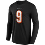 Cincinnati Bengals Home Name & Number Long Sleeve T-Shirt - Joe Burrow - Mens