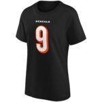 Cincinnati Bengals Name & Number Graphic T-Shirt - Joe Burrow 9 - Womens