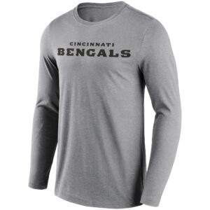 Cincinnati Bengals Neutral Colour Wordmark Long Sleeve T-Shirt - Mens