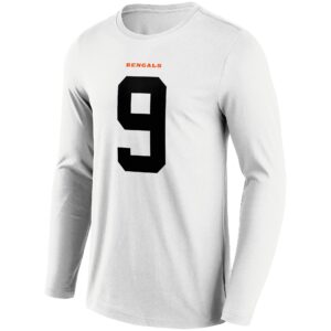 Cincinnati Bengals Road Name & Number Long Sleeve T-Shirt - Joe Burrow - Mens