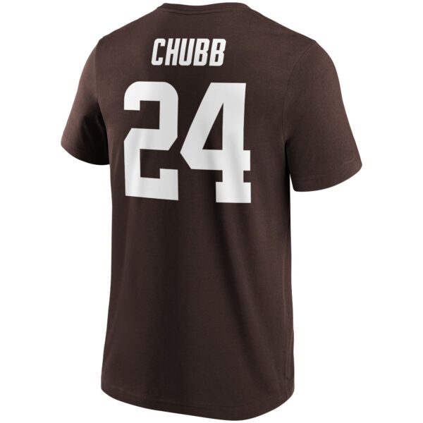 Cleveland Browns Name & Number Graphic T-Shirt - Nick Chubb 24 - Mens - Image 2