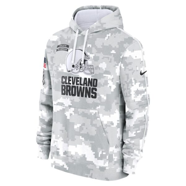 Cleveland Browns Nike 2024 Salute to Service Club Fleece Hoodie - Mens - Image 2