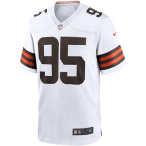 Cleveland Browns Nike Game Road Jersey - White - Myles Garrett - Mens