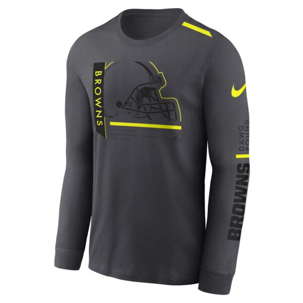 Cleveland Browns Nike VOLT Long Sleeve Dri Fit Cotton T-Shirt - Mens - Image 2