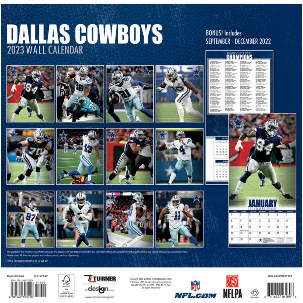 Dallas Cowboys 2023 Wall Calendar - 12 x 12 Inch - Image 2