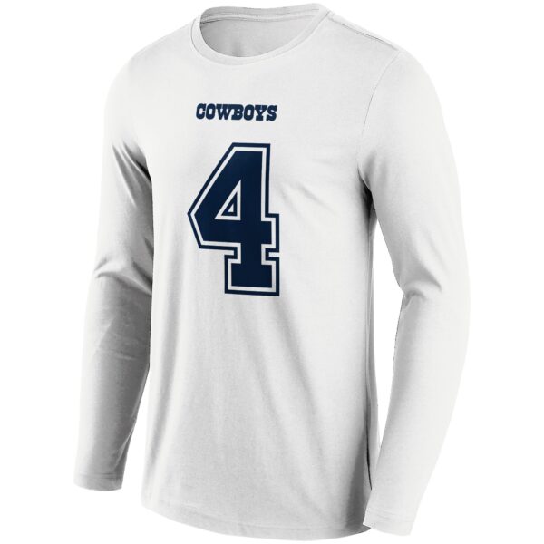 Dallas Cowboys Road Name & Number Long Sleeve T-Shirt - Dak Prescott - Mens
