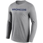 Denver Broncos Neutral Colour Wordmark Long Sleeve T-Shirt - Mens