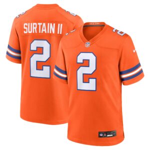 Denver Broncos Nike Mile High Collection 1977 Throwback Jersey - Orange - Patrick Surtain II - Mens