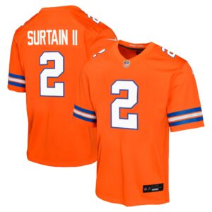 Denver Broncos Nike Mile High Collection 1977 Throwback Jersey - Orange - Patrick Surtain II - Youth