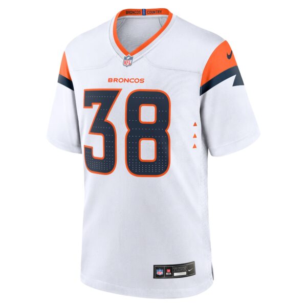 Denver Broncos Nike Road Game Jersey - White - Jaleel McLaughlin - Mens - Image 2
