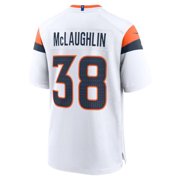 Denver Broncos Nike Road Game Jersey - White - Jaleel McLaughlin - Mens - Image 3