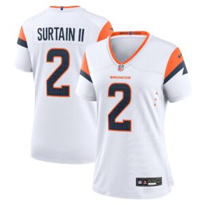 Denver Broncos Nike Road Game Jersey - White - Patrick Surtain II - Womens