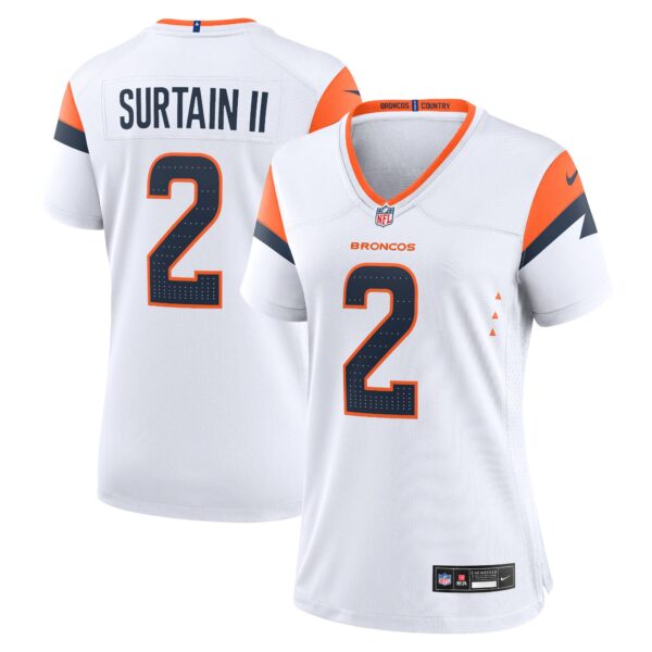 Denver Broncos Nike Road Game Jersey - White - Patrick Surtain II - Womens