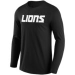 Detroit Lions Alternate Colour Wordmark Long Sleeve T-Shirt - Mens