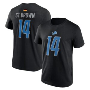 Detroit Lions Name and Number T-Shirt - Amon-Ra St. Brown 14 - Mens