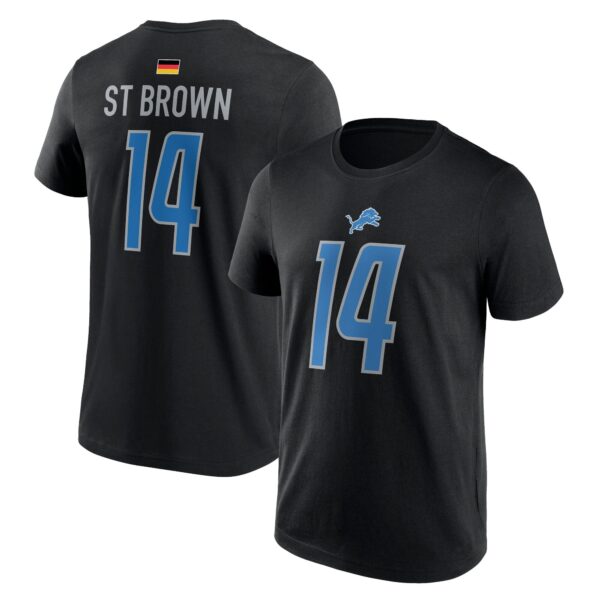 Detroit Lions Name and Number T-Shirt - Amon-Ra St. Brown 14 - Mens