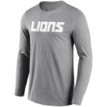 Detroit Lions Neutral Colour Wordmark Long Sleeve T-Shirt - Mens