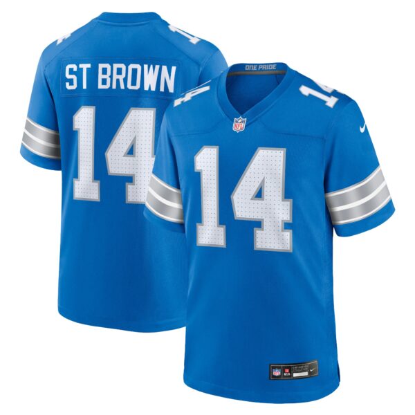 Detroit Lions Nike Home Game Jersey - Blue - Amon-Ra St. Brown - Mens