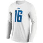 Detroit Lions Road Name & Number Long Sleeve T-Shirt - Jared Goff - Mens